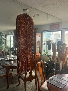 Rust Red Floral Long Sleeve Maxi Dress